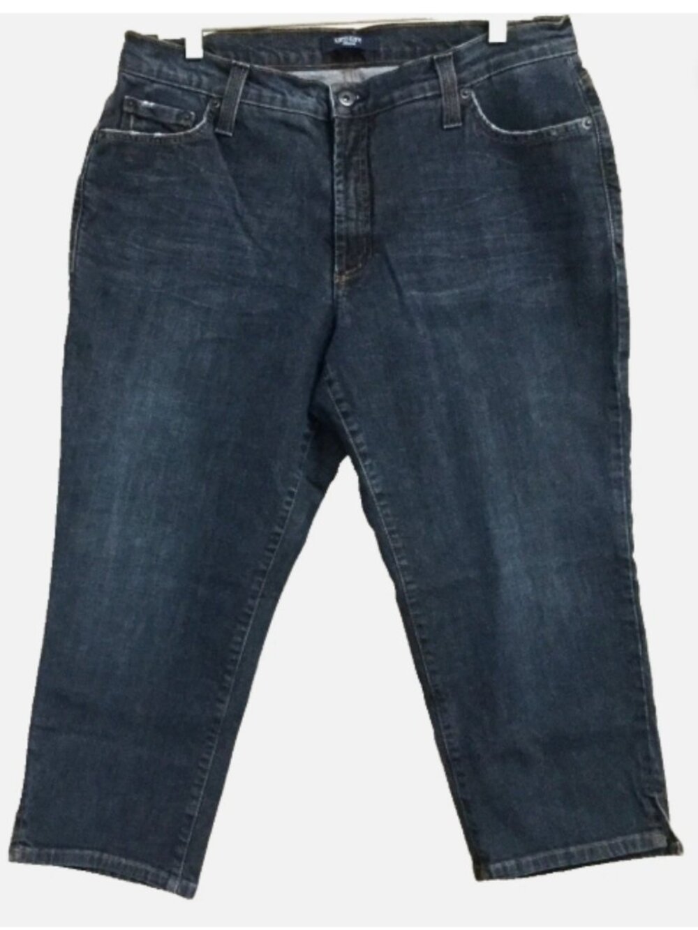 Karen Kane Denim Women Sz 16W Crop Jeans Stretch Straight Leg Midrise Distressed